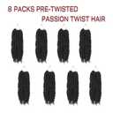 Bestlove 10 Inch 8 Packs Pre-twisted Passion Twist Crochet Hair Pre-looped Bohemian Curly End Synthetic Braiding Hair Extensions Low Temperature Soft Twist Braids for Black Women(1B)