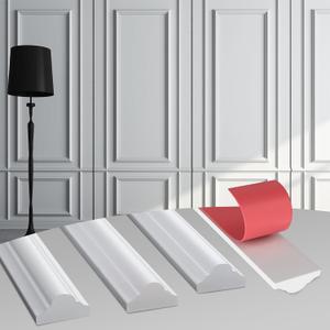 6 Pcs 40 Inch Peel and Stick Panels Wall Molding Trim DIY Self-Adhesive Wall Molding Paneling Strip Ready to Assemble Wainscoting Accent Premade Accent Wainscoting Trim