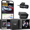 Hugolog 3 Channel Dash Cam 4K+1080P+1080P HD Triple Dashcam with 5G WiFi, 3" IPS Touch Screen, Front and Rear Inside Loop Recording Car Camera, Built-in GPS, IR Night Vision, WDR, Parking Mode