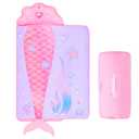 GOPHRALOVE Mermaid Nap Mats for Preschool with Removable Pillow and Blanket Kids Sleeping Bag with Pillow Reinforced Stitching Machine-Washable, Soft Nap Mats for Daycare, Travel, Camping 53"x21" (Purple)