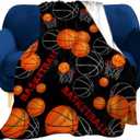 Super Soft Basketball Blanket Lightweight Cozy 3D Printed Flannel Soccer Baseball Throw Blankets for Sport Fans Kids Adults Gifts 50"X40"