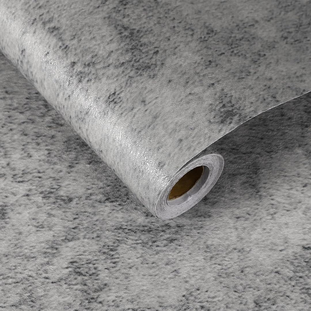 uxcell 31.5"x197" Concrete Wallpaper, Industrial Concrete Cement Contact Paper Vinyl Stained Matte Spot Textured Adhesive Wallpaper for Kitchen Countertop Cabinet Bathroom, Medium Grey