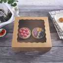 ONE MORE [25pcs] 9inch Kraft Brown Bakery Boxes, Large Pie Boxes with PVC Window Natural Disposable box for Cookie 9x9x2.5inch,25 of Pack