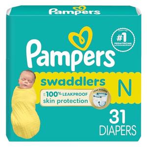 Pampers Baby Diapers - Swaddlers - Size 0, 31 Count, Ultra Absorbent Disposable Newborn Diaper