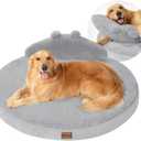 Large Dog Bed - Orthopedic Dog Beds for Extra Large Dogs with Washable Removable Cover Waterproof Pet Beds with Pillow - Light Gray (38*38*3inch)
