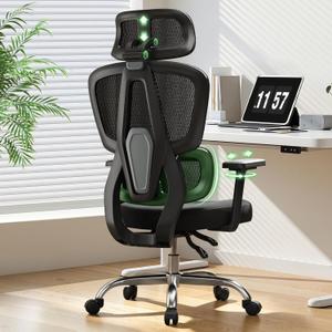 Office Chair Ergonomic Desk Chair Breathable Mesh Chair with Lumbar Support & Headrest, Black Office Chair 330 Lbs Home Computer Chair Thickened Cushion for Adults & Women (Small Chair)