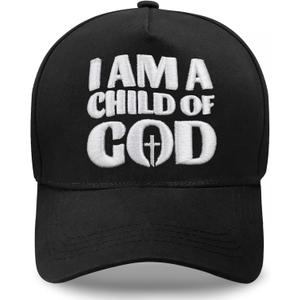 Christian Hats for Men Women Adjustable Size Baseball Cap Christian Easter Gifts Black (Black)