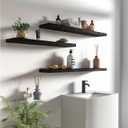 GXYAWPJ 36 Inch Floating Shelves for Wall Rustic Black Wood Wall Shelves for Bedroom Set of 4