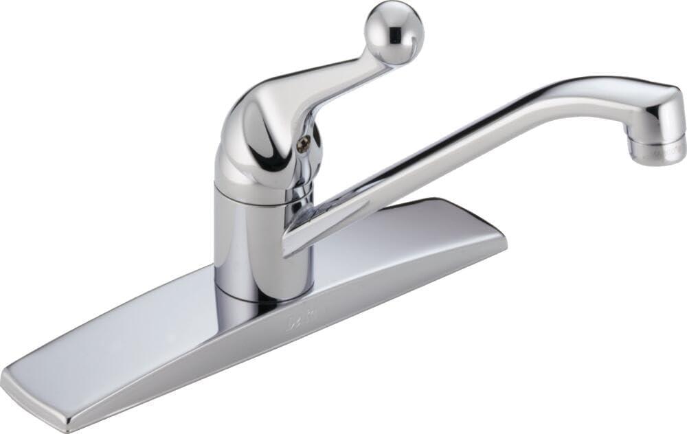 Delta Classic Chrome Kitchen Faucet, 3 Hole Kitchen Sink Faucet, Chrome 100LF-WF (8.00 x 8.00 x 8.00 inches) Delta Classic Chrome Kitchen Faucet, 3 Hole Kitchen Sink Faucet, Chrome 100LF-WF (8.00 x 8.00 x 8.00 inches)