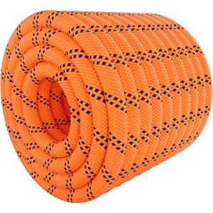 X XBEN Braided Polyester Arborist Rope 3/8 inch X 120ft, 48 Strands, 3430 LBS Breaking Strength Outdoor Rope, Arborist Rigging Rope for Rock Hiking Camping Swing Tree Rescue, Orange
