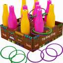 4E's Novelty Tiki Ring Fling Bottle Ring Toss Game Set for Party Games for Adults and Family, Beach Summer Hawaiian Luau Outdoor Indoor Game Activity