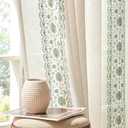 jinchan Weslie Boho Curtains for Bedroom Sage Green Vintage Floral Farmhouse Curtains 72 Inches Long Linen Drapes for Living Room Embroidered Drapes Light Filtering Sage on Beige 2 Panels