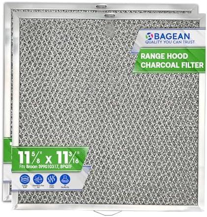 Stove Hood Vent Filter 11.6” x 11.2” BPQTF S99010317 Compatible with Broan Range Hood Filter Replacement for Ductless Overhead - Metal Mesh Filters Grease and Carbon Freshens Kitchen Oven Air (2-Pk)