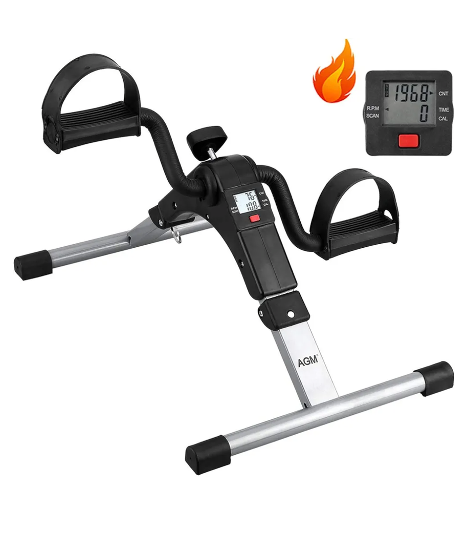 Folding Pedal Exerciser, Mini Under Desk Bike - Portable Foot Hand Cycle Peddler Machine Bicycle Exerciser for Arm Leg While Sitting