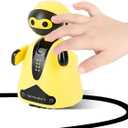 Mini Magic Inductive Robot Toy Tracer Bot Interactive STEM Toy Follow Black Line with LED Light Educational Toys for Kids (Yellow)