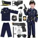 Luucio Police Costume for Kids, Police Officer Costume for Boys with Uniform, Halloween Costumes for Girls, Role Play Kit (Large-(8-10 Year), Blue)