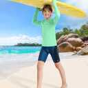 Boy's UPF 50+ Sun Protection Shirt Long Sleeve Swim Shirts Youth Fishing Shirt (Green)12-13 Y