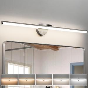 KAISITE Brushed Nickel Modern Bathroom Light - 39 Inch Dimmable 5CCT LED Vanity Light for Restroom