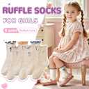 SeeyAN Girls Ruffle Socks Frilly Kids Crew Dress Cotton Soft Cute Toddler Socks 6 Pairs