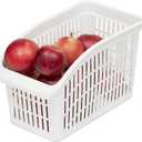 Medium Plastic Pantry or Fridge Bin Organizer, White by Home Basics, 10"x10"