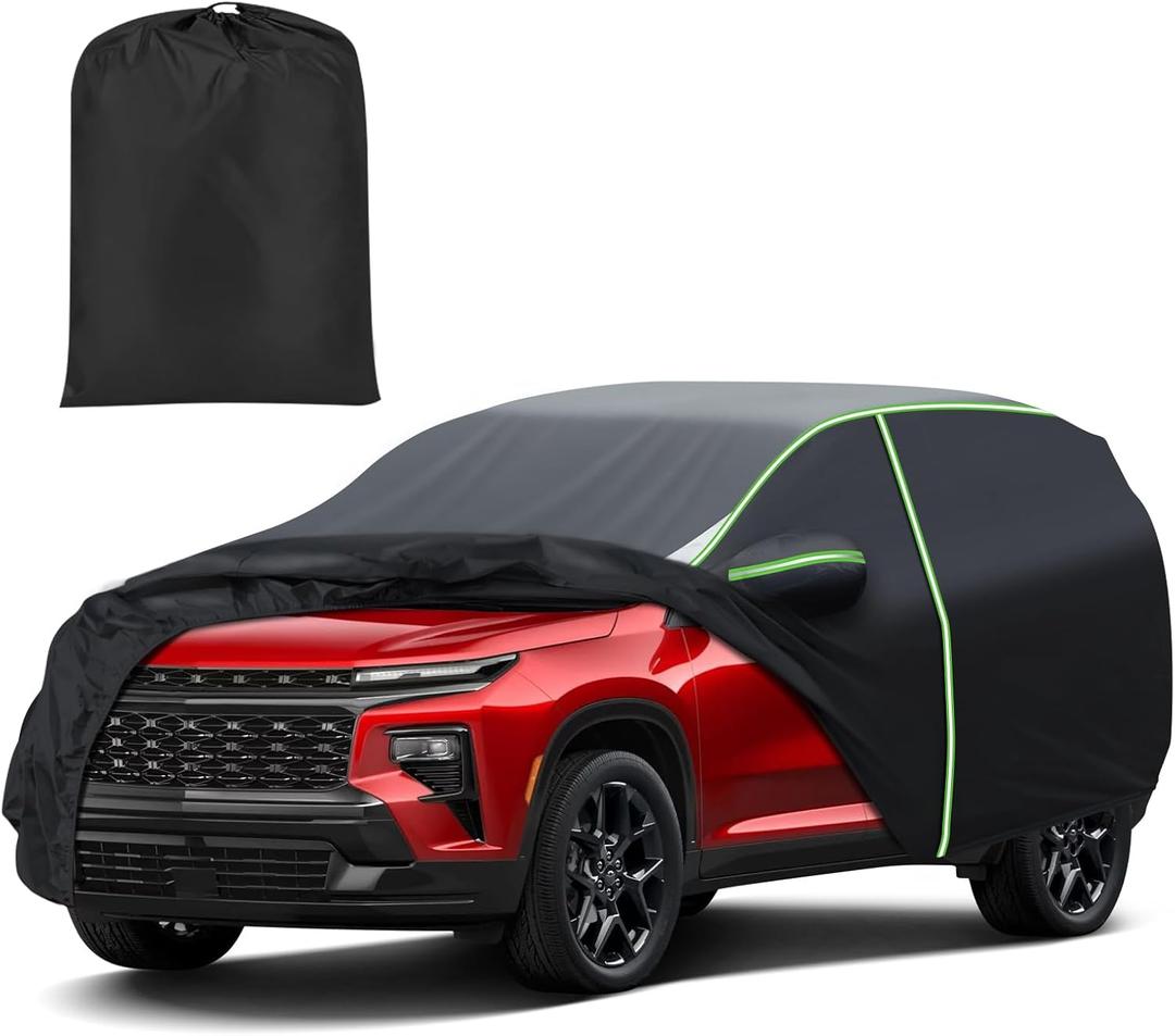 Mixsuper Liner Car Cover for Chevy Traverse 2009-2026, 7 Layers Full Car Cover All Weather Car Covers for Chevy Traverse, Waterproof Outdoor Cover with Zipper Door Reflective Strips