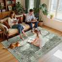 RELEANY Area Rugs 5'x7' Washable Non-Slip, Floral Vintage Distress Print Pattern Medallion Carpet for Living Room Bedroom Dining Room, Dark Green Gray