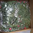 LemonRoad 4 Pieces 3.15in Christmas Candle Ring Wreath for Taper Candles, Pine Branch with Red Berries Lamb's Ear Garland, Candle Rings for Taper Candles, Table Decoration, Winter Home Decor