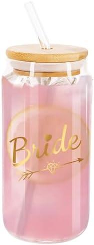 MGupzao Bride Cup - Bride Gifts for Bride To Be 16 Oz Coffee Glass Wedding Gifts For Bride, Bridal Showe Gifts, Engagement Gift for The Bride To Be Bachelorette Party Supplies