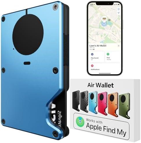 Air Wallet for Men with Built-in AirTag Chip, Works with Apple Find My (iOS Only), Track Your Wallets, Slim Minimalist Wallet for Men, RFID Mens wallet, Credit Card Holder (Sky Blue)