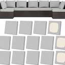 14Pcs Patio Stretch Cushion Covers, Outdoor Couch & Sofa Replacement Slipcovers for Patio Furniture Cushion Covers, Washable Reusable Furniture Protector, Square Large, Air Grey