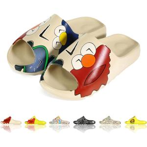 Men Women Cloud Cushion Slides EVA Pillow Slippers Cute Cartoon Print Non-Slip Shower Sandals Open Toe for Bathroom House Spa Gym Home Soft Comfy Shoes (10-10.5 Women/8.5-9 Men)