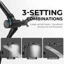 Wide Rain Shower Head With 5 Modes Handheld Showerheads, High Pressure Showerhead Combo with Extension Arm for Bathroom Accessories, Adjustable Shower Head with Anti-Clog Nozzles (Black)