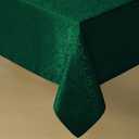 Romanstile Christmas Jacquard Rectangle Tablecloth - Green Waterproof Damask Curly Floral Pattern Decorative Table Cloth, Heavy Weight Fabric Table Cover for Dining/Party/Holiday - 52 x 70 Inch
