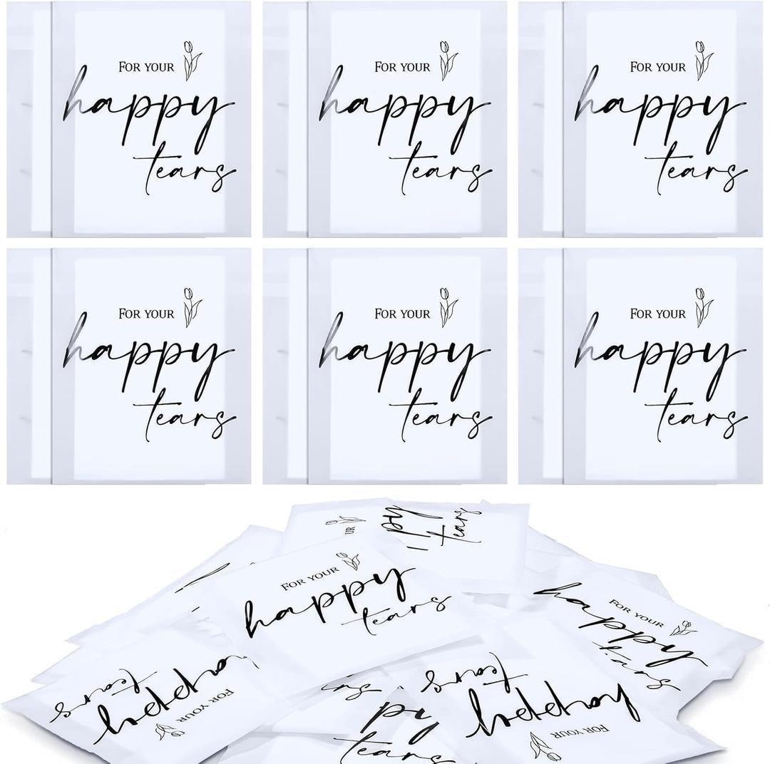 Eaasty Happy Tears Tissue Packs for Wedding 3 Ply Wedding Tissues for Guests Travel Size Bulk Facial Paper Welcome Bag Stuffers Gift Bride and Groom Mother(30 Pack)