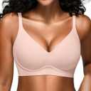 Jelly Bras for Women - S-2XL Seamless Wireless Padded Bralette with Support, Comfy Everyday T-Shirt Bra No Underwire (Nude)