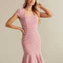 GRACE KARIN Womens Cocktail Dress Fishtail Tweed Bodycon Dresses (Pink, S)