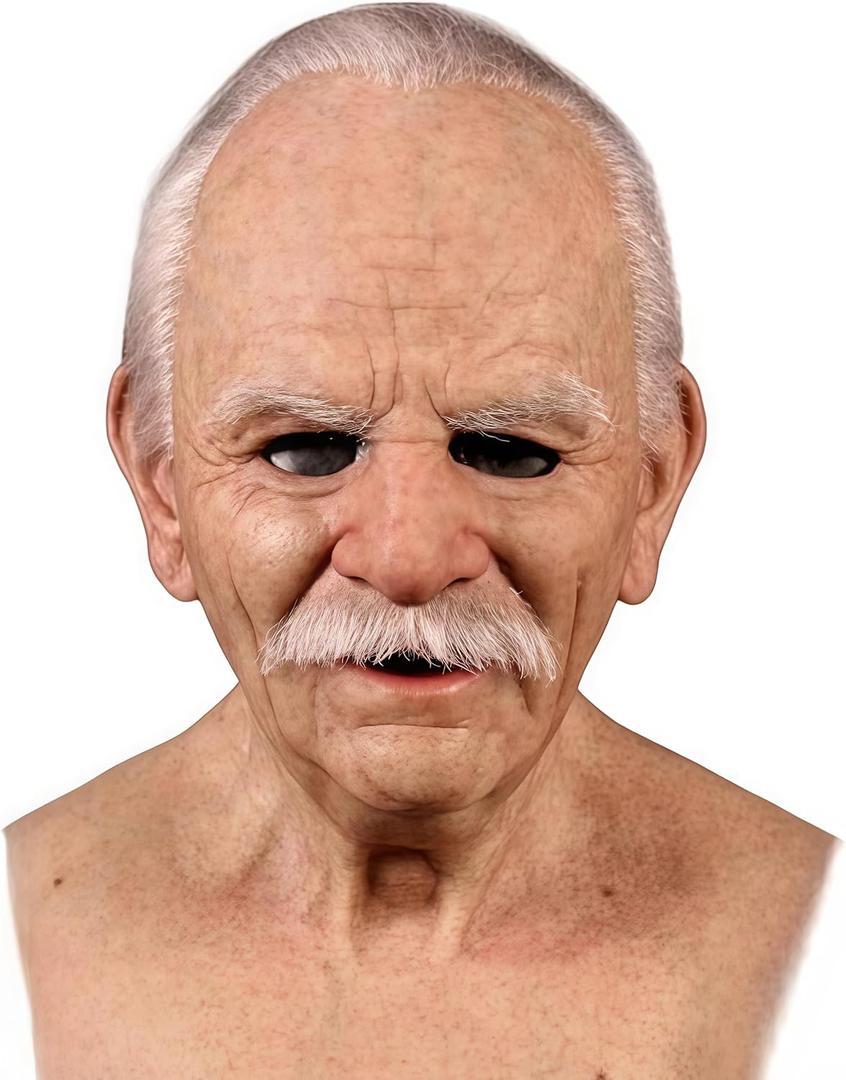 Realistic Old Man Mask Creepy Human Latex Scary Wrinkle Mask for Halloween Cosplay Costume Mask Party