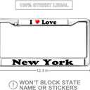 I Love New York General US CA Car License Plate Frame New York City Quotes Chrome License Plate Frame Metal New York Quotes Car Accessories License Plate Frame Girly