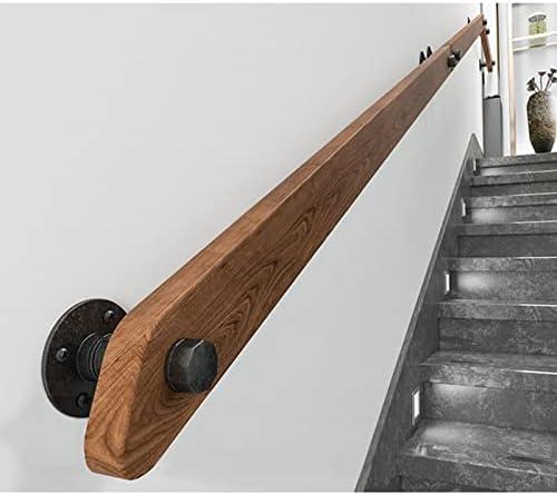 Professional Non-Slip Wood Handrails for Indoor Stairs, Rustic Industrial Wooden Handrail Complete Kit, Wall Mounted Stairs Banister Rail Home Lofts Deck Corridor Support Rod (Size : 10ft/300cm)