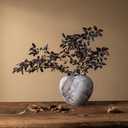 Lvases Rustic Distressed Large Ceramic Vase, 8.6 inch Terracotta Pottery Tall Decorative Vases, Concrete Vases Clay Stone Antique Big Vase for Home Decor (Round 8.6 in X 8 in)