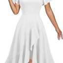 DRESSTELLS Women's Cocktail Dresses, Formal Wedding Guest High Low Graduation Party Evening Prom Dress 2025 (Medium, White)