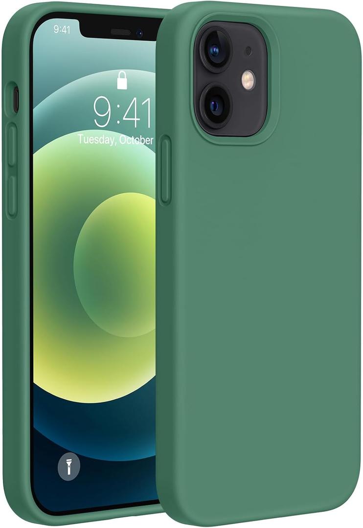 Miracase Compatible with iPhone 12 Case and iPhone 12 Pro Case, Liquid Silicone Gel Rubber Full Body Protection Shockproof Drop Protection Phone Case for iPhone 12/12 Pro 6.1 inch, Acacia Green