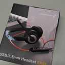 USB Headset with Microphone for PC, On-Ear Computer Laptop Headphones with Noise Cancelling Microphone in-line Control for Home Office Online Class Skype Zoom (USB+3.5mm, Black)