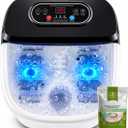 RIGHTMELL Foot Spa with Ozone & Blue Light, Bubble Massage & 8 Rollers, Adjustable Constant Temperature (95-118), Large Capacity Foot Massager with Epsom Salt for Home & Office Relaxation
