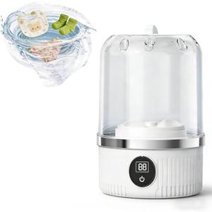 Mini Portable Washing Machine, Rechargeable Cordless Underwear Washing Machine, Automatic Portable Washing Machines for Apartments, Dorm, RV, Travel & Camping (White)