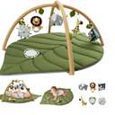 Blissful Diary Baby Play Gym & Activity Mat, Oversize Leaf Shaped Baby Play Mat w 6 Detachable Toys, Tummy Time Mat Promote Motor Skills & Sensory Development Mat, Newborn Infant Baby Essentials Gift