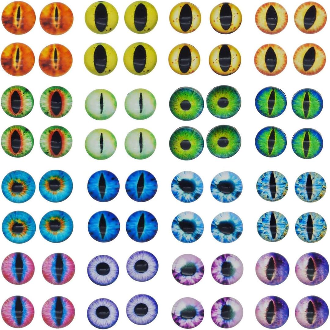 Julie Wang 6MM 100PCS Mixed Dragon Eyes Flatback Glass Cabochon Dome for Artworks Making Craft Jewelry DIY Findings about 0.24inches