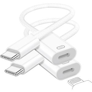 USB C to Lightning Headphone Audio Adapter, Type C Male to Female Lightning Earphone Converter with Charge/Data Transfer, Compatible with iPhone 17/16/15 Plus/Pro/Max, iPad Pro/Air, MacBook2 Pack