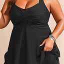 Aqua Eve Women Plus Size Tankini Swimsuit Two Piece Flowy Swimdress Bathing Suits with Shorts (Black, 26W)