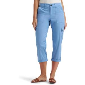 Lee Women's Ultra Lux Comfort with Flex-to-Go Cargo Capri Pant (Blue, M)
